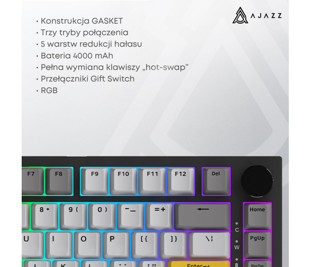 Ajazz AK820 Pro Gift Switch Black Gray Yellow RGB - 1536364 - zdjęcie 13